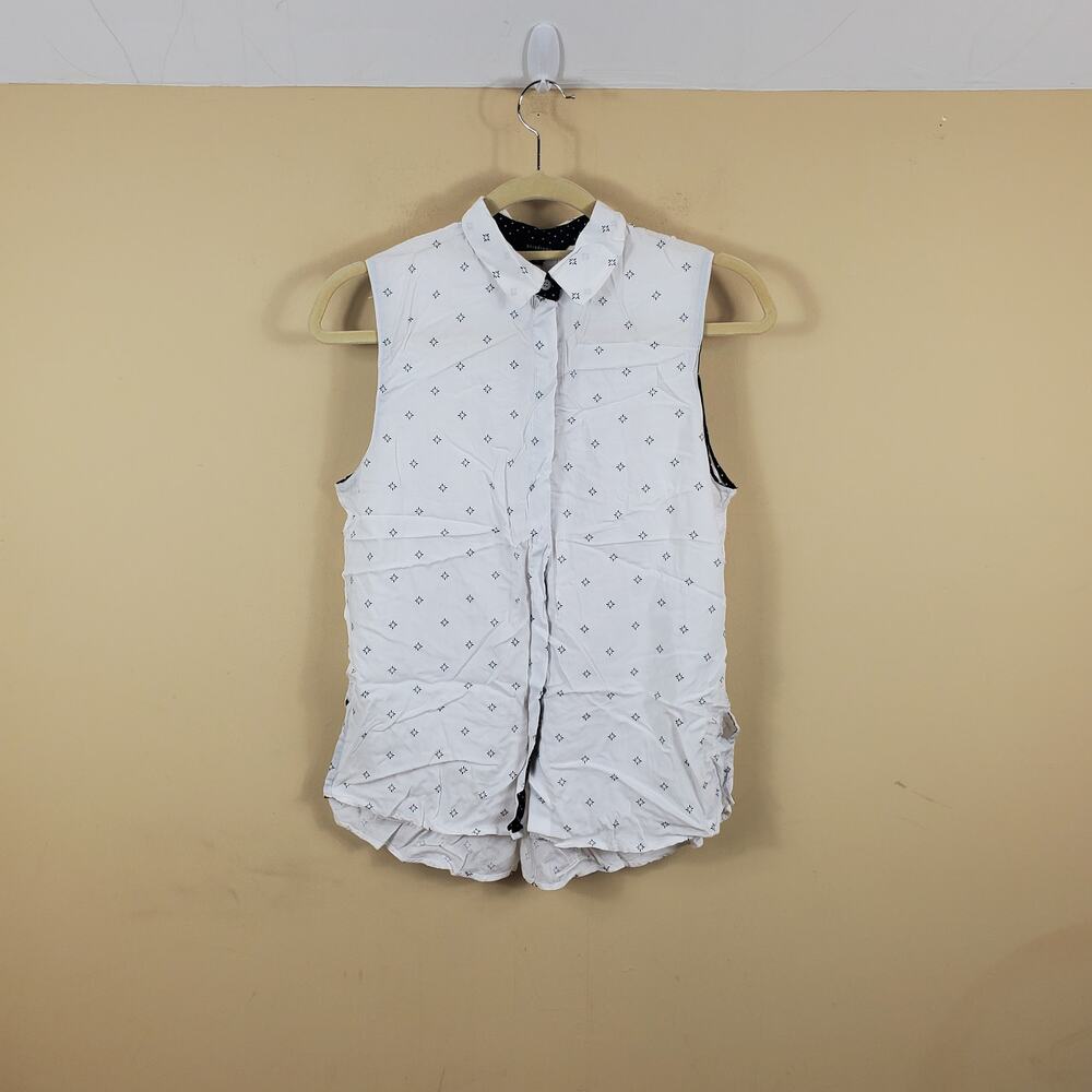 Paradigma Star Print Sleeveless Button-Up Shirt Size XS